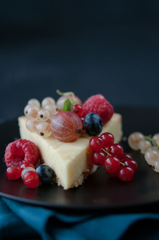 edible still life – passion fruit chiffon tart w summer berries